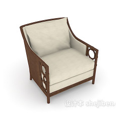 家居木质休闲灰色单人沙发3d模型下载