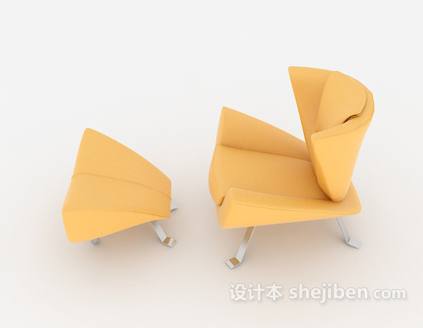 设计本休闲简约黄色椅子3d模型下载