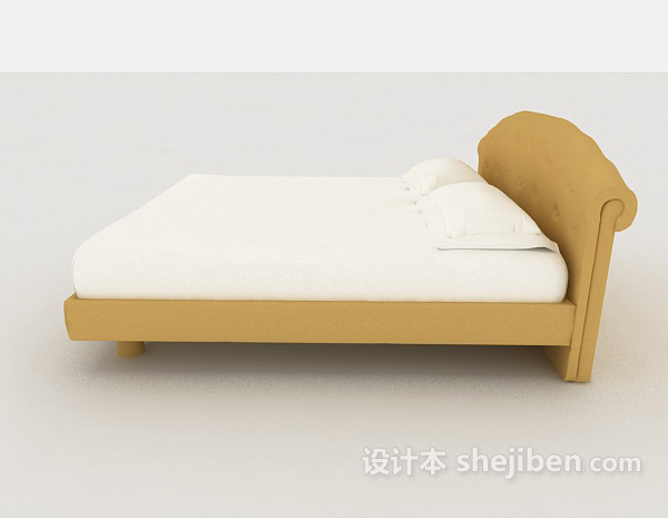 设计本简单现代白色双人床3d模型下载