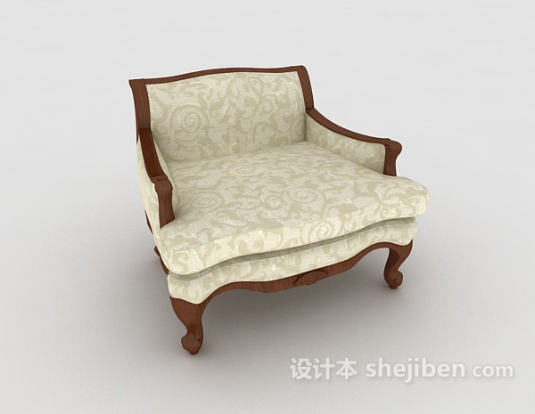 欧式木质花纹单人沙发