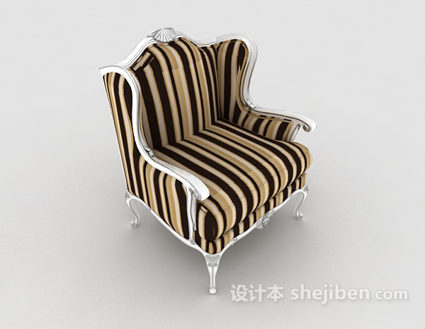 欧式个性条纹单人沙发3d模型下载