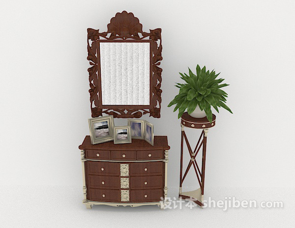欧式风格欧式木质玄关厅柜3d模型下载