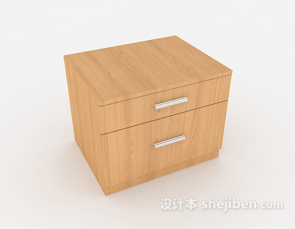 现代风格黄色简约木质床头柜3d模型下载