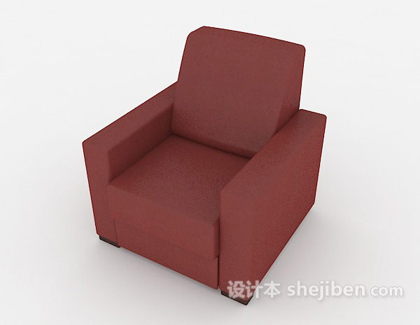 免费简约家居红色单人沙发3d模型下载