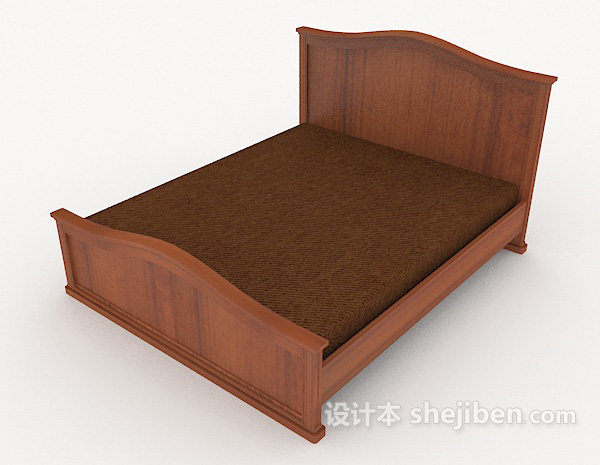 免费简单木质棕色床3d模型下载
