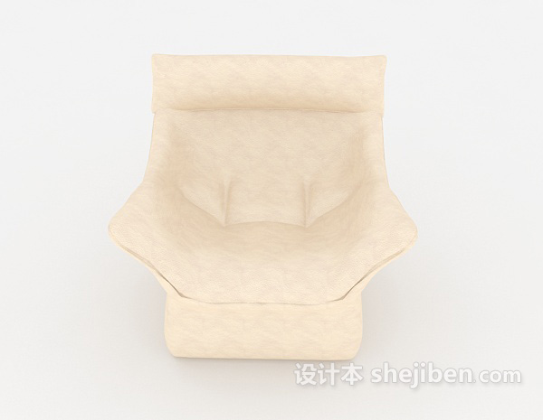 现代风格个性简约米黄色呢单人沙发3d模型下载