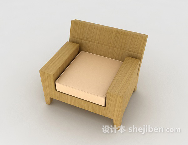 新中式风格单人沙发3d模型下载