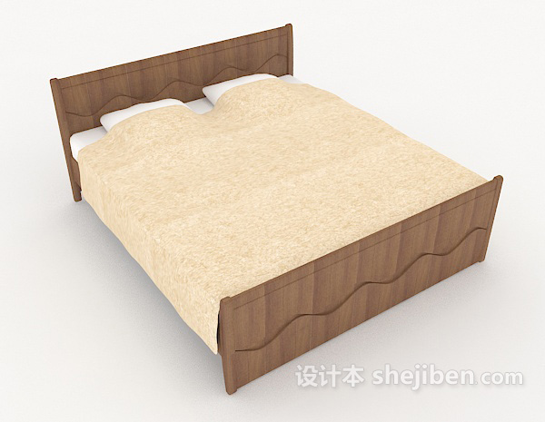 木质家居休闲双人床3d模型下载