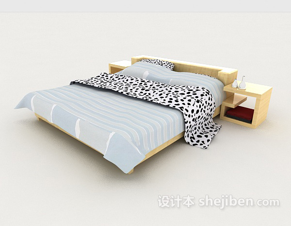 现代简单大方双人床3d模型下载