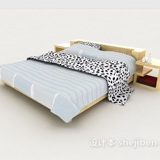 现代简单大方双人床3d模型下载