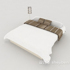 家居休闲白色双人床3d模型下载
