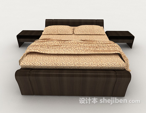 现代风格家居个性木质双人床3d模型下载