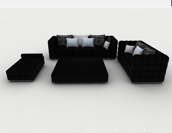 现代风格黑色组合沙发3d模型下载