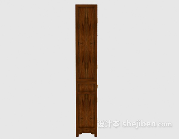 设计本中式木质大书柜3d模型下载