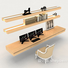 现代简约书桌椅3d模型下载