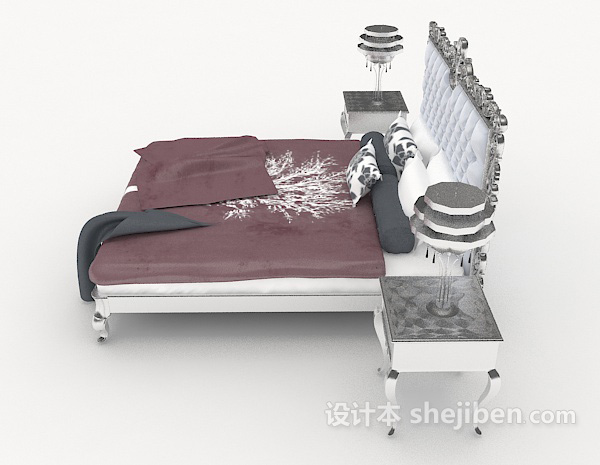 设计本精致欧式双人床3d模型下载