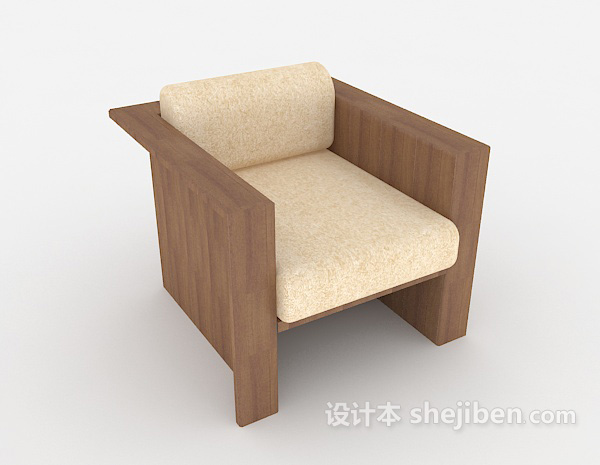 木质家居简约单人沙发3d模型下载