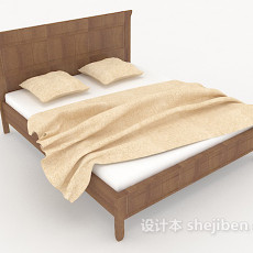 简单木质床3d模型下载