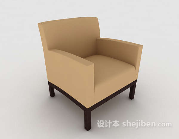 简约棕色休闲家居单人沙发3d模型下载