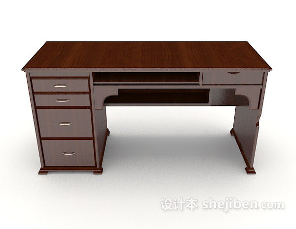 现代风格现代棕色书桌3d模型下载