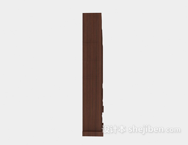 设计本简单深棕色木质书柜3d模型下载