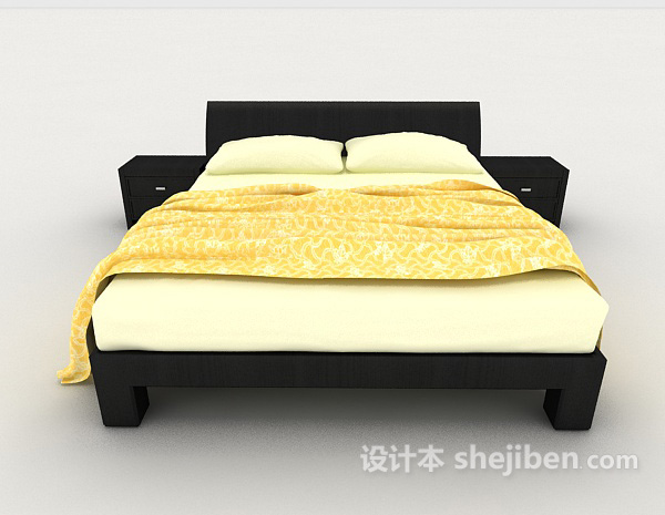 现代风格简单家居型双人床3d模型下载
