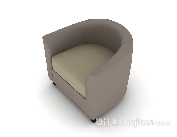 现代风格简约休闲灰色单人沙发3d模型下载
