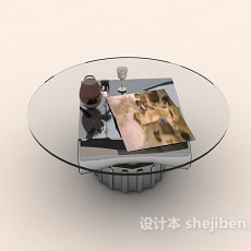 简约圆形玻璃茶几3d模型下载