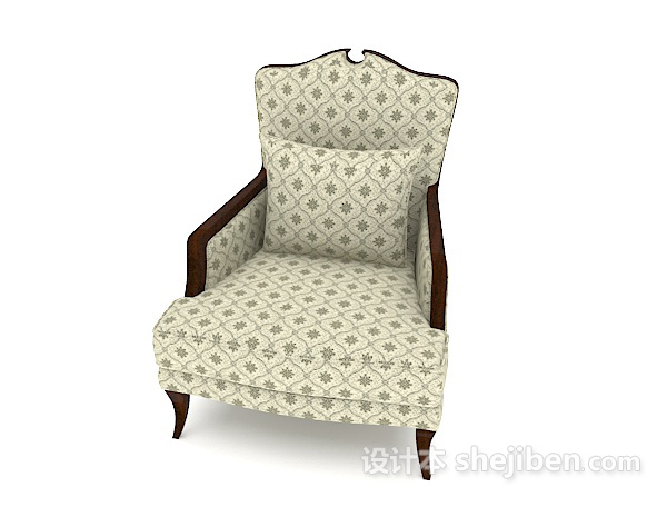 免费欧式花纹单人沙发3d模型下载