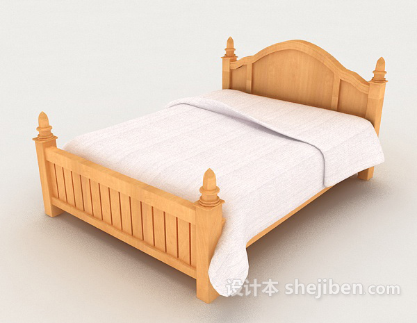 现代简单实木双人床