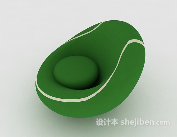 设计本绿色个性单人沙发3d模型下载