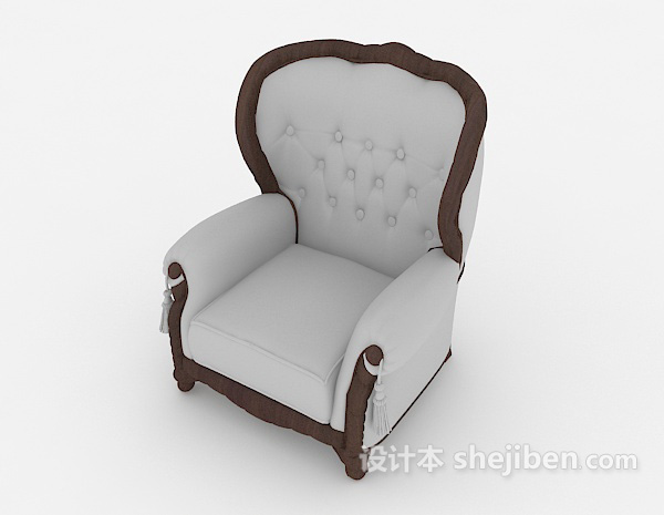 设计本欧式简约灰色单人沙发3d模型下载