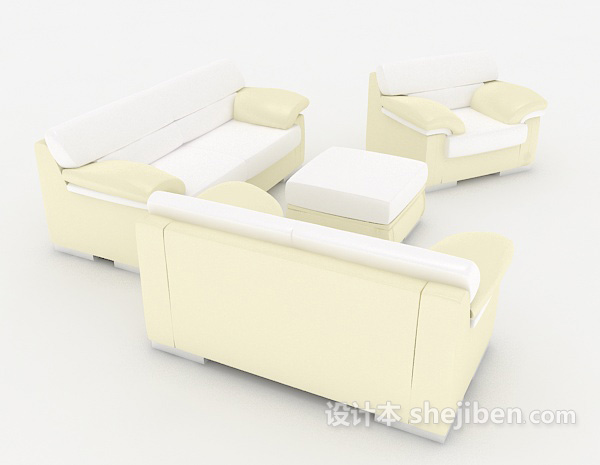 免费现代简约浅色组合沙发3d模型下载