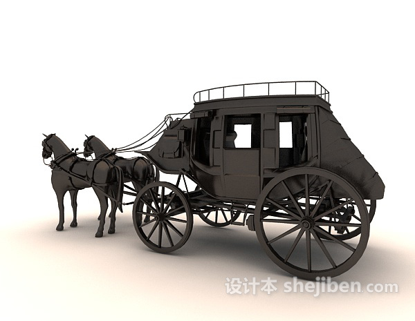 设计本黑色马车雕塑品3d模型下载