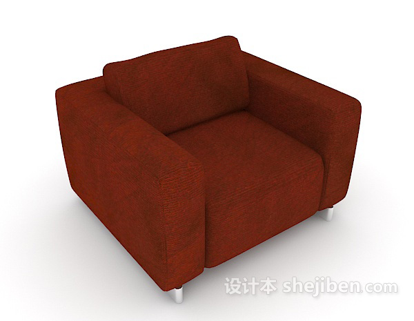 方形红色简约单人沙发