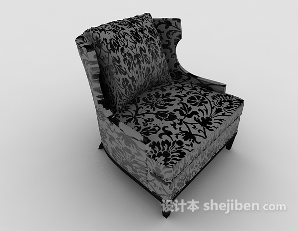 欧式风格花纹单人沙发3d模型下载