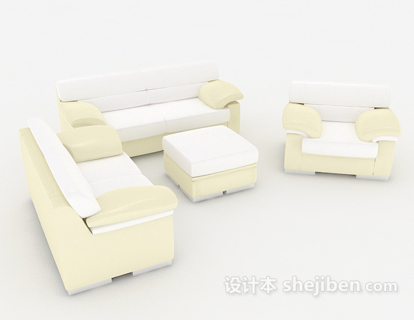 现代风格现代简约浅色组合沙发3d模型下载