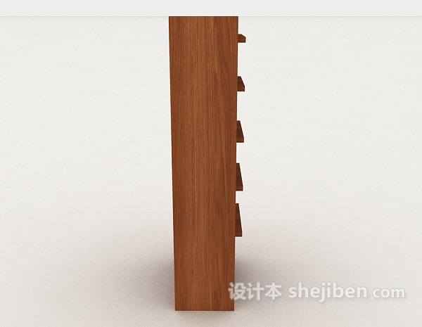 设计本实木棕色书架3d模型下载