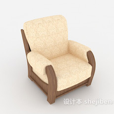 休闲间距木质黄色单人沙发3d模型下载