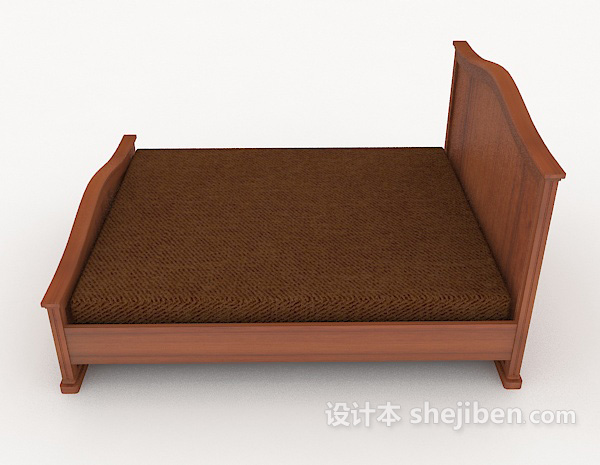 设计本简单木质棕色床3d模型下载