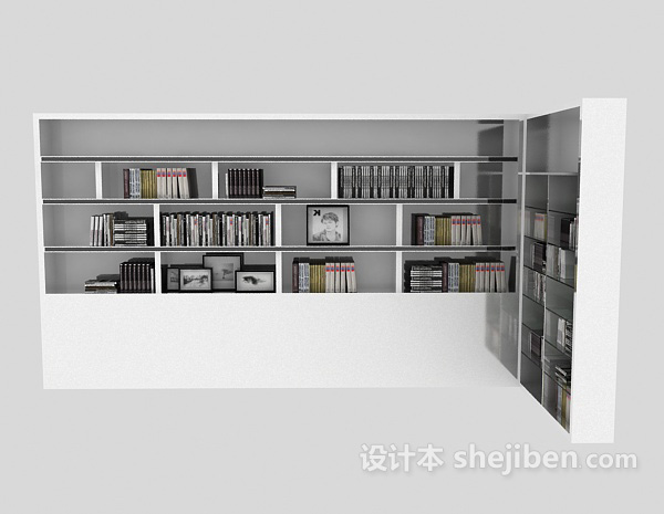 现代风格简约组合书柜3d模型下载