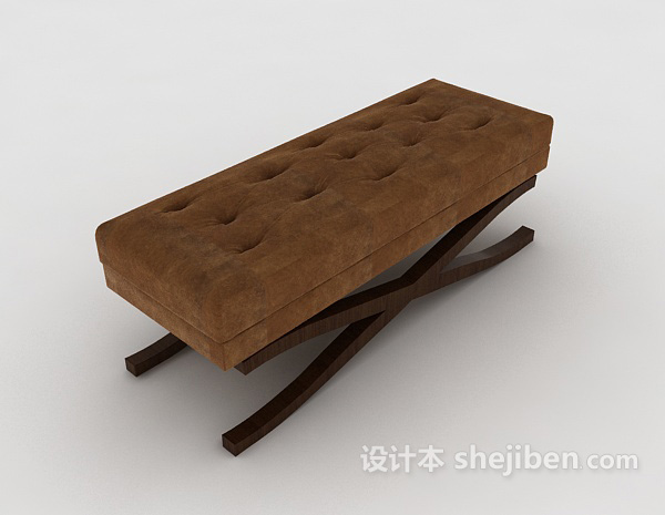 深棕色沙发凳子3d模型下载