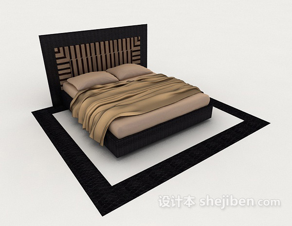 免费家居型简单双人床3d模型下载