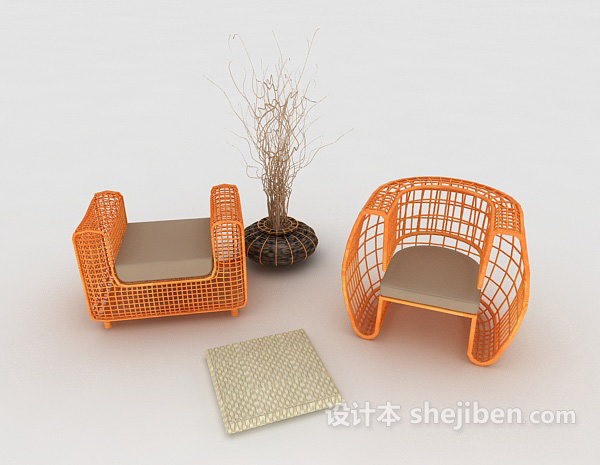 个性镂空单挑沙发组合3d模型下载