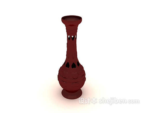 红色装饰瓶子3d模型下载