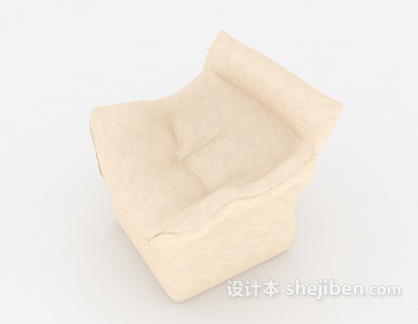设计本个性简约米黄色呢单人沙发3d模型下载
