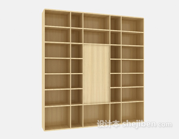 现代风格简约木书柜3d模型下载