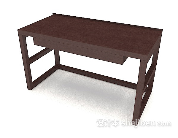 免费木质简单书桌3d模型下载