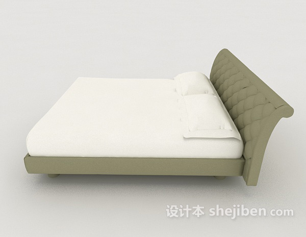 设计本简约休闲白色双人床3d模型下载