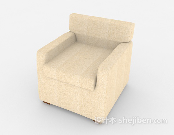 设计本简约浅棕色家居单人沙发3d模型下载